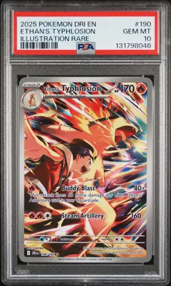 2025 POKEMON DRI EN-DESTINED RIVALS ILLUSTRATION RARE ETHAN'S TYPHLOSION PSA 10 - Image 1