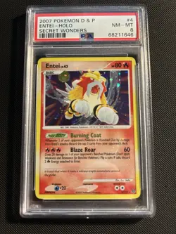 Pokemon Entei Secret Wonders Holo Rare #4 PSA 8 Holo Bleed - Image 1