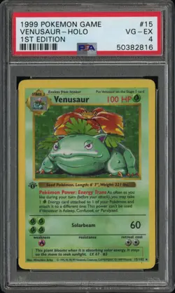 1999 POKEMON GAME #15 VENUSAUR-HOLO 1ST EDITION Psa 4 - Image 1