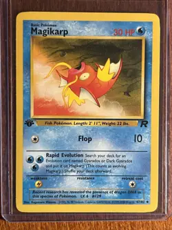 [LP+/NM] 2000 Pokemon Team Rocket Magikarp 1st Edition #47/82 Uncommon - Image 1