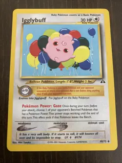 Igglybuff 40/75 Neo Discovery Rare Vintage Pokemon Card Iglybuff Igglypuff - Image 1