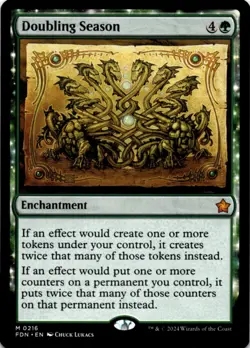 MTG Doubling Season Normal NM Foundations Magic 216 - Image 1