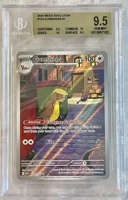 Gumshoos 153/132 Me01: Mega Evolution Holo BGS 9.5 Pokemon Graded - Image 1