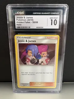 2018 Pokemon Jessie & James Hidden Fates Holo CGC 10 GEM MINT 58/68 - Image 1