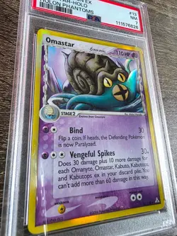 🐚 Pokemon PSA 7 HOLO Delta Species OMASTAR 13/110 Holon Phantoms - Image 2