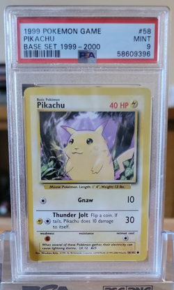 Vintage Pokemon Game Base Set 1999-2000 Pikachu 4th print 58/102 PSA 9 Mint - Image 1