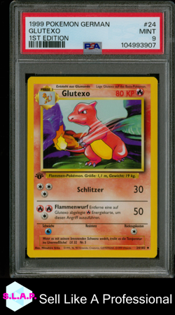 GLUTEXO 1ST EDITION POKEMON GERMAN 1999 24 PSA 9 - Image 1