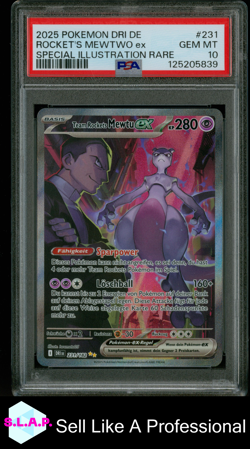 ROCKET'S MEWTWO EX SPECI4L ILLU RARE POKEMON GER DESTINED RIVALS 2025 231 PSA 10 - Image 1