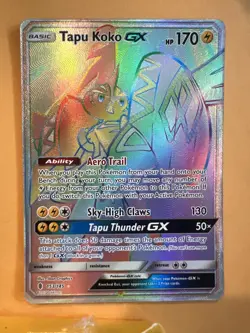 Tapu Koko GX 153/145 LP- NM Rainbow Rare Ultra Rare Guardians Rising Pokemon TCG - Image 1