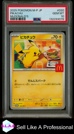 PIKACHU MCDONALD'S POKEMON JAPANESE M-P PROMO 2025 020 PSA 10 - Image 1