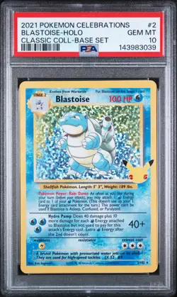2021 POKEMON CELEBRATIONS CLASSIC COLL #2 BLASTOISE-HOLO PSA 10 - Image 1