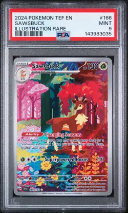 2024 POKEMON TEF EN-TEMPORAL FORCES #166 SAWSBUCK ILLUSTRATION RARE PSA 9. - Image 1