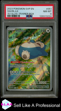 SNORLAX 151 ELITE TRAINER BOX POKEMON SVP EN-SV BLACK STAR PROMO 2023 051 PSA 8 - Image 1