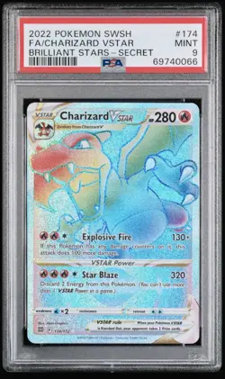 2022 Pokemon FA/Charizard SWSH #174 VSTAR Brilliant Stars Secret PSA 9 - Image 1