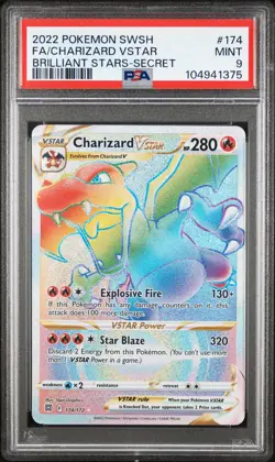 2022 Pokemon Brilliant Stars #174 Charizard Vstar Brilliant Stars-Secret PSA 9 - Image 1