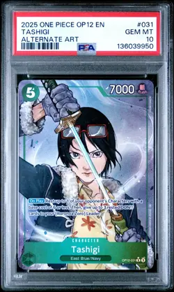 PSA 10 - 2025 ONE PIECE OP12-LEGACY OF THE MASTER 031 TASHIGI ALTERNATE ART (EN) - Image 1