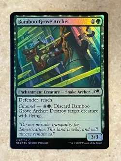 MTG NM Bamboo Grove Archer Foil [Kamigawa Neon Dynasty] - Image 1
