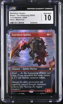 Searslicer Goblin (Borderless) (Mana Foil) [Foundations] CGC 10 Gem Mint - Image 1