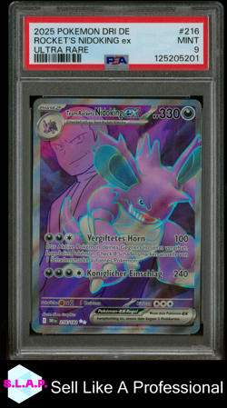 TEAM ROCKETS NIDOKING EX POKEMON 216/182 2025 DESTINED RIV ULTRA RARE DE PSA 9 - Image 1