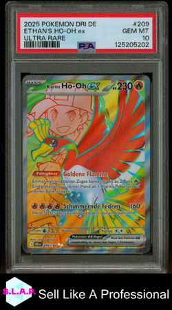 KLARINS HO-OH EX POKEMON 209/182 2025 DESTINED RIVALS ULTRA RARE DEUTSCH PSA 10 - Image 1