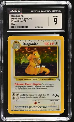 CGC 9 MINT Dragonite 1999 Fossil 4/62 Holo Pokemon Card - Image 1