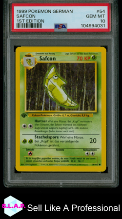 SAFCON 1ST EDITION POKEMON GERMAN 1999 54 PSA 10 - Image 1