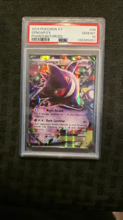 2014 POKEMON XY PHANTOM FORCES #34 GENGAR EX PSA 10 - Image 2