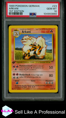 ARKANI 1ST EDITION POKEMON GERMAN 1999 23 PSA 10 - Image 1
