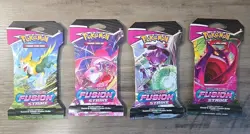 Pokemon TCG Sword & Shield Fusion Strike Sleeved Booster Pack Full Art Set 4 Lot - Image 1