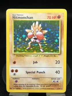 Pokemon TCG Hitmonchan 7/102 Base Set Holo Rare NM - Image 1