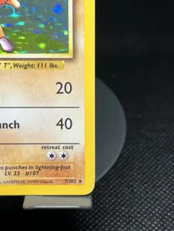 Pokemon TCG Hitmonchan 7/102 Base Set Holo Rare NM - Image 4