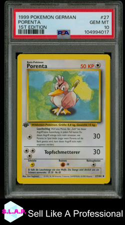 PORENTA 1ST EDITION POKEMON GERMAN 1999 27 PSA 10 - Image 1