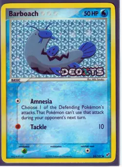 VINTAGE POKEMON 2005 BARBOACH 54/107 Ex DEOXYS-REVERSE HOLO-STAMPED- NM/LP (B2) - Image 1