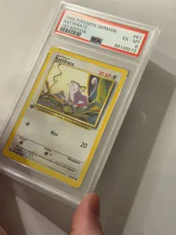 PSA 6 Rattfratz 61/102 - 1999 Base Set 1st Edition - German Pokemon TCG Rattata - Image 2