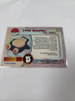 Topps Pokemon Snorlax 2000 TV Animation Edition Series 3 143 Blue Label Non Holo - Image 5