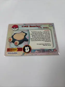 Topps Pokemon Snorlax 2000 TV Animation Edition Series 3 143 Blue Label Non Holo - Image 5