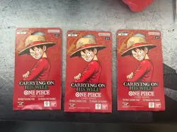 One Piece (OP-13) Carrying on His Will Sleeved Booster Packs Lot of 3 Bandai New - Image 1