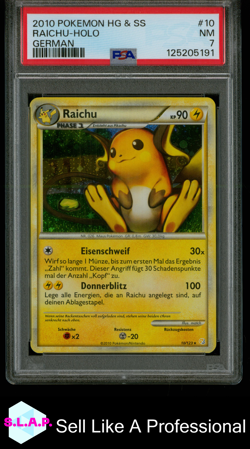 RAICHU POKEMON 10/123 2010 HS & SS HOLO RARE DEUTSCH PSA 7 - Image 1