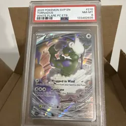2025 POKEMON WHITE FLARE POKEMON CENTER ETB PROMO #210 TORNADUS PSA 8 - Image 1