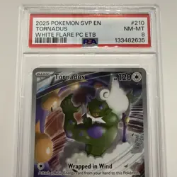 2025 POKEMON WHITE FLARE POKEMON CENTER ETB PROMO #210 TORNADUS PSA 8 - Image 2