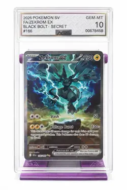 Pokemon Zekrom EX Black Bolt SIR 166/086 AGS 10 + 2 Extra Cards - Image 1
