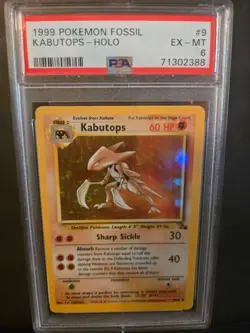 1999 Pokemon Fossil - Kabutops 9/62 Fossil Holo PSA 6 - Image 1