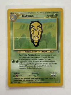 Kakuna Pokemon Card Non-Holo WOTC Pokemon Card 41/75 Neo Discovery Set - Image 1