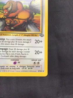 Pokemon Cards: Jungle 1st Edition Uncommon: Tauros 47/64 - Image 4