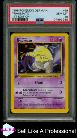 TRAUMATO 1ST EDITION POKEMON GERMAN 1999 49 PSA 10 - Image 1