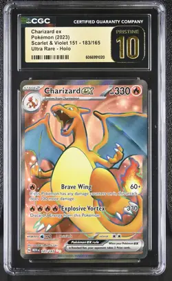 CGC PRISTINE 10 Charizard ex 183/165 Sv: Scarlet & Violet 151 Holo Pokemon TCG - Image 1