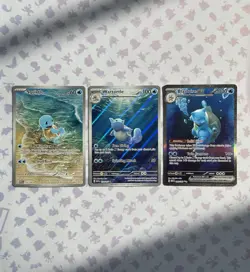 Pokemon TCG Lot Of 3 S&V151 Cards. Squirtle 170, Wartortle 171, Blastoise ex 200 - Image 1
