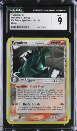 Pokemon TCG Tyranitar EX Delta Species 16/113 Holo Rare CGC Mint 9 2005 - Image 1