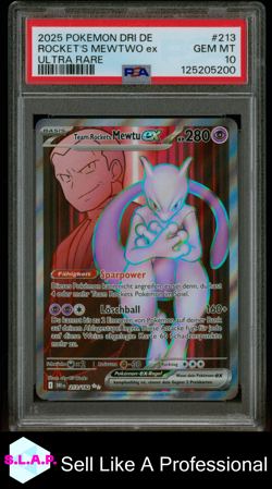 TEAM ROCKETS MEWTU EX POKEMON 213/182 2025 DESTINED RIVALS ULTRA RARE DE PSA 10 - Image 1