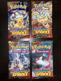 Pokemon TCG Scarlet & Violet Surging Sparks Sealed Booster Pack Art Set Lot of 4 - Image 1